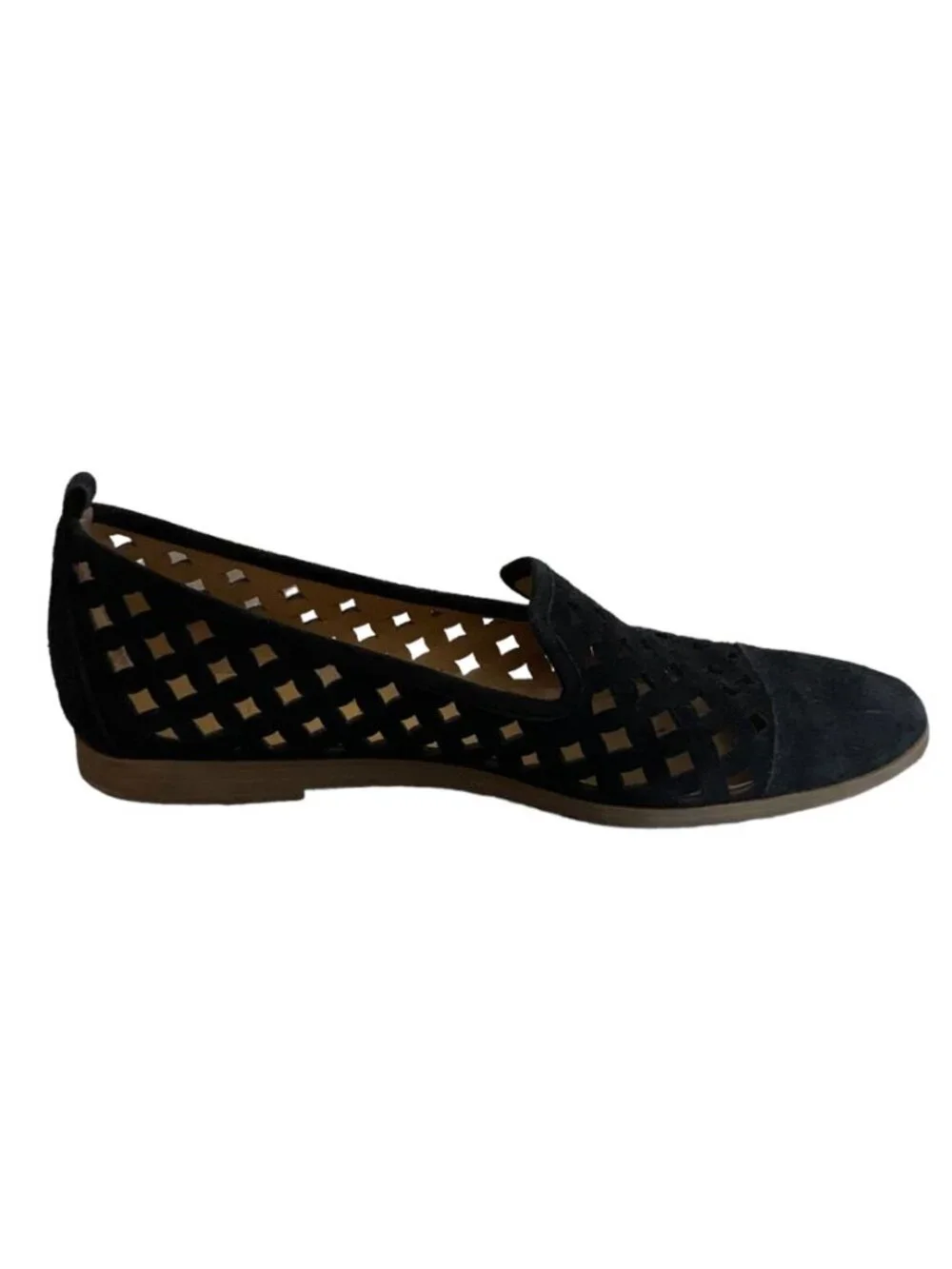 FRANCO SARTO Black Suede Cutout Accent "Famous" Closed Toe Flat Loafers Size 7M - Picture 4 of 9